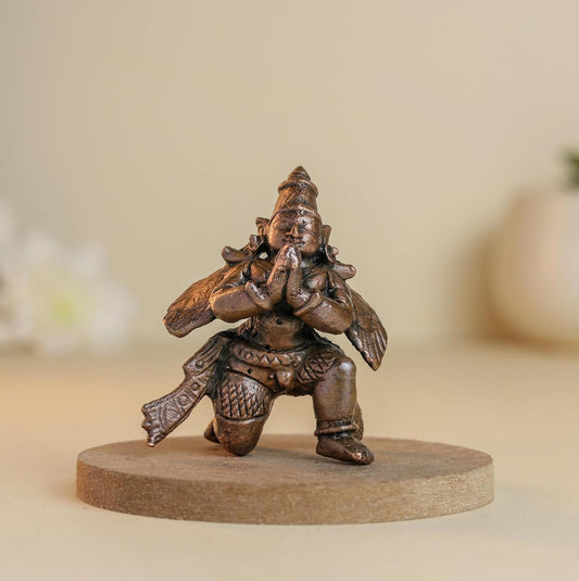 eg Down Garuda | 2 Inch/60 gm Handmade Copper Idol | Mini Garuda Murti for Pooja | Home Temple & Car Dashboard Decor