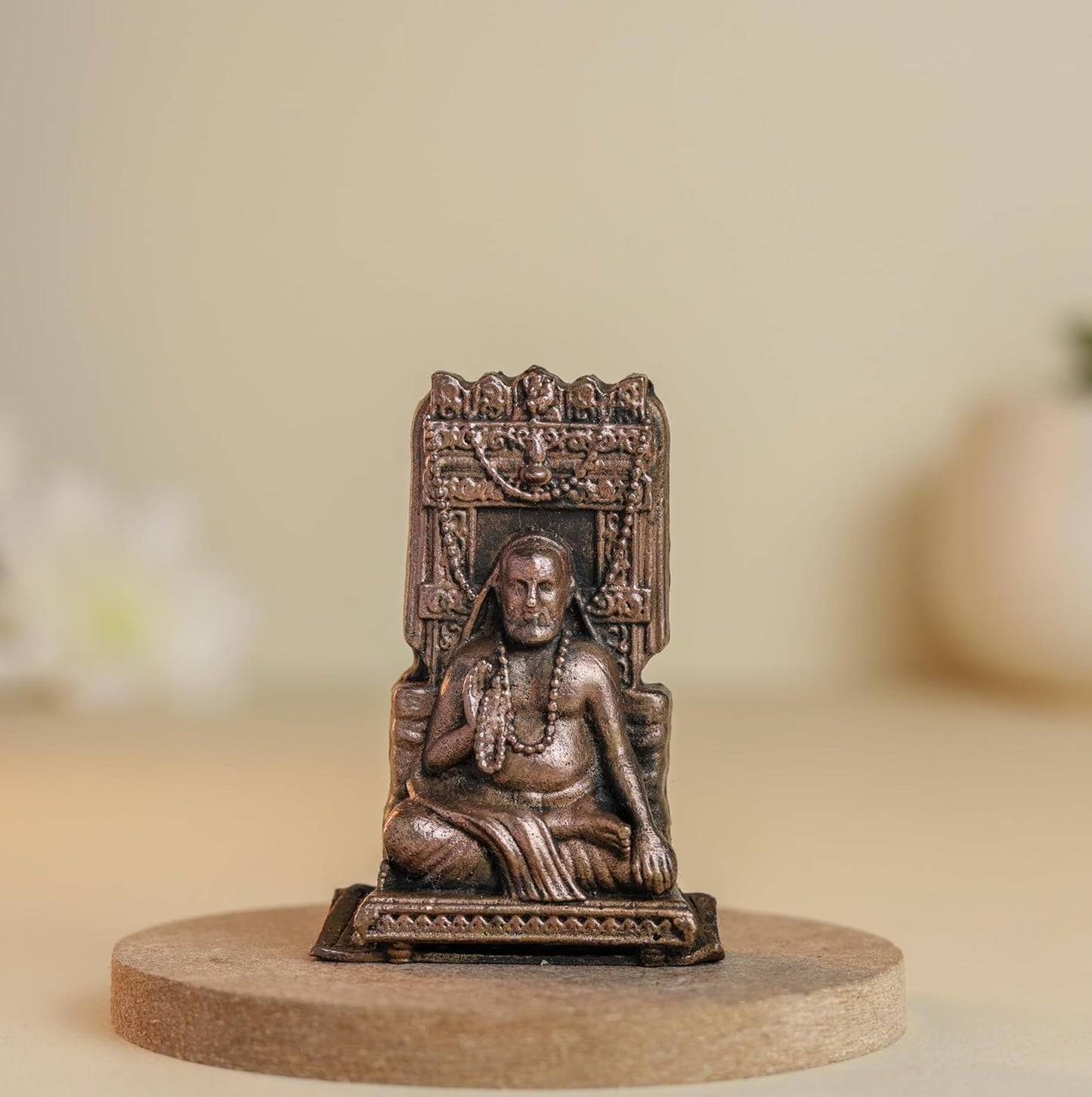 Raghavendra | 2-Inch 50 gm | Handmade Copper Idol with Patina Antique Finish | Mini Guru Raghavendra Swamy Murti for Pooja Ghar,