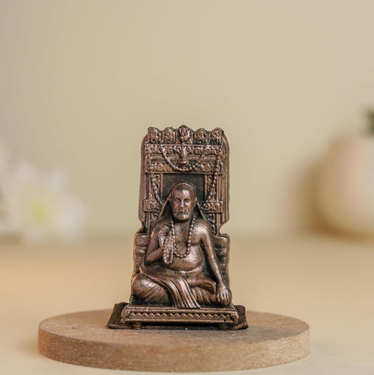Raghavendra | 2-Inch 50 gm | Handmade Copper Idol with Patina Antique Finish | Mini Guru Raghavendra Swamy Murti for Pooja Ghar,