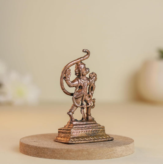 Side Hanuman | 2-Inch 30gm Handmade Copper Idol | Mini Hanuman Murti for Pooja | Home Temple & Car Dashboard Decor
