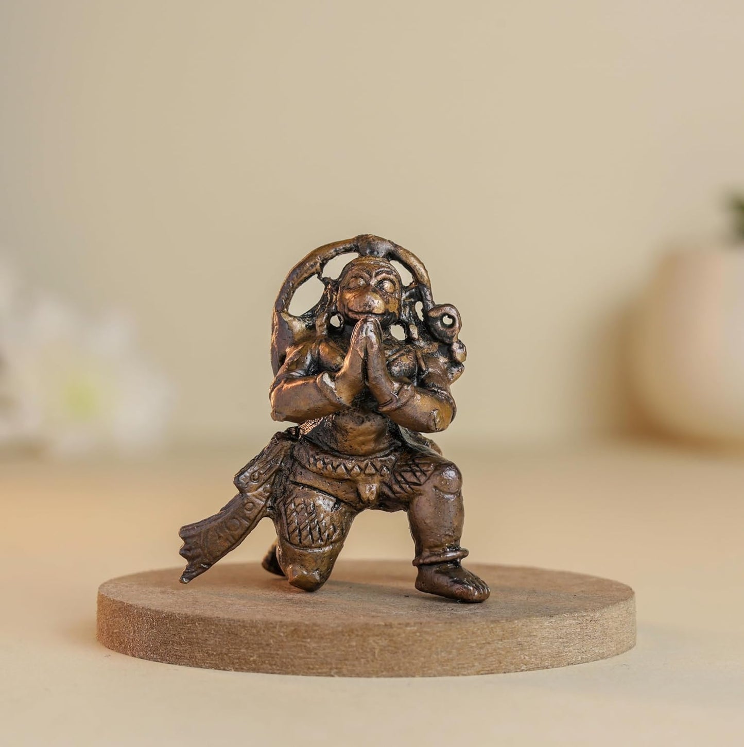 Leg Down Hanuman 50gm | 1.5-Inch Handmade Copper Idol | Patina Antique Finish | Hanuman Murti for Pooja