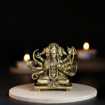 Sitting Panchmukhi Hanuman Panchloha Idol | Size 5 cm | Approx 150 Gram | Handmade Hindu Religious Statue for Home Temple and Pooja