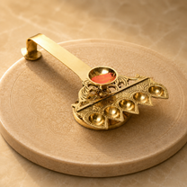 Pure Brass Panch Aarti, Deep, Deepak, Diya for Pooja Purposes, 2.4 Inches, 370gm