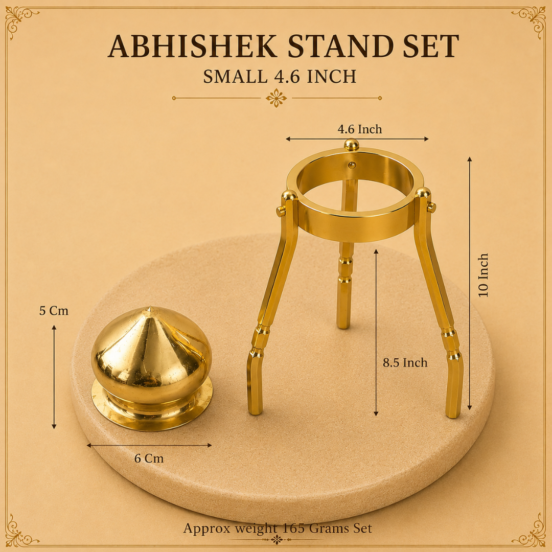 4.6-Inch Brass Abhishek Stand Set with Kalash