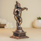 Dancing Krishna | 12 cm | 290gm Handmade Copper Idol | Antique Patina Finish | Lord Krishna Murti Statue | Pooja Mandir Home Decor Showpiece
