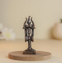Trishul Damruga | 2-Inch - 30gm Handmade Copper Idol | Shiv Trishul with Damru for Pooja