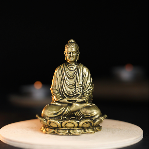 Bhimonee Decor Budda Panchloha Idol 6 cm Height | Solid Panchaloha Meditation Statue for Home Décor, Pooja, Office & Gifting