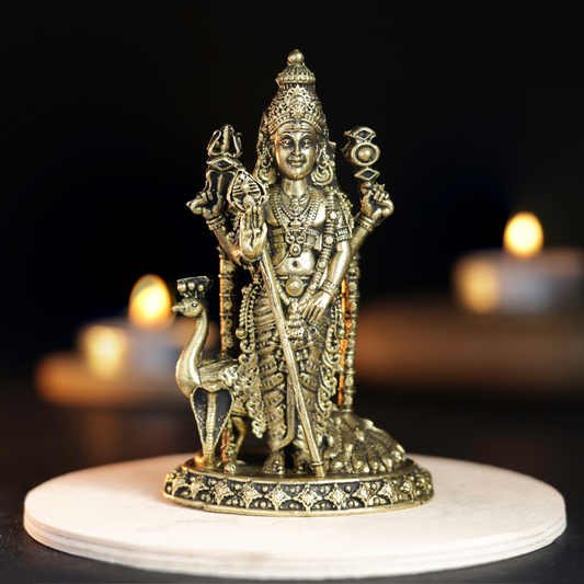 Bhimonee Decor | Murugan OG Panchloha Idol | Size 8 × 5 × 4 cm | Approx 170 gm | Handcrafted Lord Murugan Idol for Home Temple and Pooja