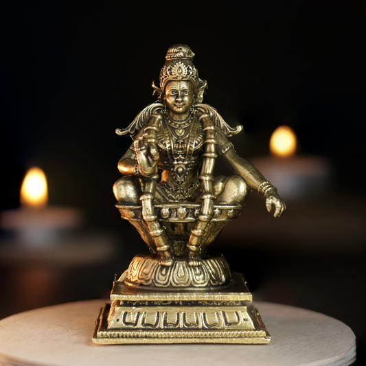 Bhimonee Decor 260 gm Ayyappa Panchloha Idol 8 cm Height | Solid Panchaloha God Statue for Home Pooja, Temple, Office & Gifting