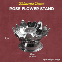 Rose Flower Kumkum Bowl Stand Metal Pooja Accessory for Home Mandir