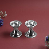 GS Neeranjan Diya Small 5 CM | Metal Pooja Oil Lamp | Home Mandir Aarti Deepak | Traditional Hindu Ritual Diya  | Silver Finish |
