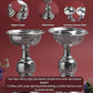 GS Plain Fancy Diya Set | Metal Decorative Oil Lamp for Pooja | Silver Finish
