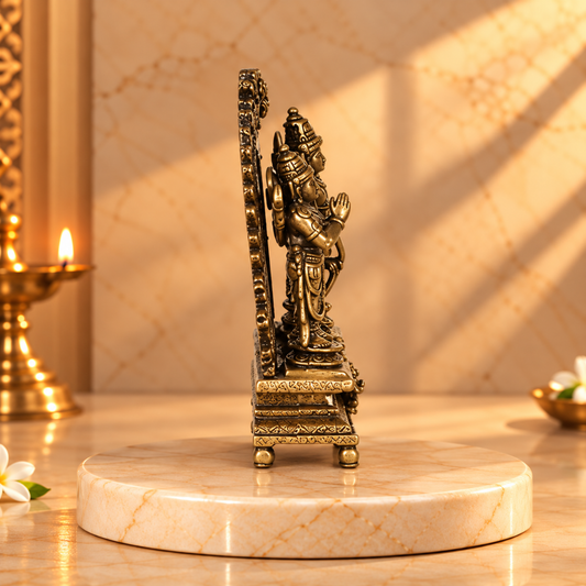 Pure Copper Handmade Lord Ram Darbar Murti | Rama Sita Lakshman Hanuman Statue | Ram Parivar Murti for Home Temple | Size 2.65 Inch Approx
