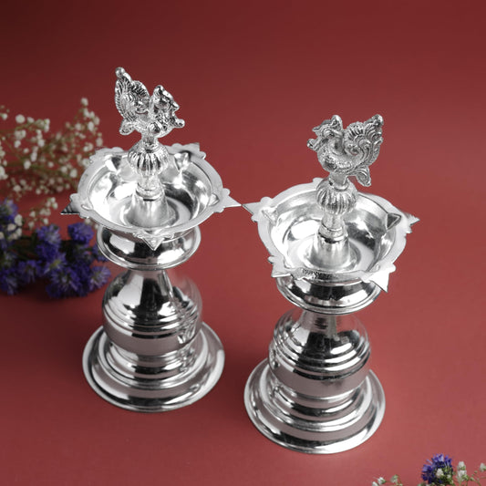 Udupi Murga Diya 7 Inch | Traditional Metal Peacock Oil Lamp