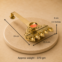 Pure Brass Panch Aarti, Deep, Deepak, Diya for Pooja Purposes, 2.4 Inches, 370gm