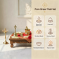 8-Inch Pure Brass Pooja Thali Set with Diyas, kumkum bowls, Aarti stand, Panchpatra with spoon, Karpoor aarti and Bell