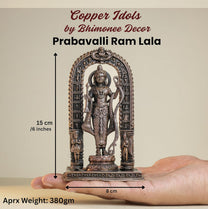 Prabavalli Ram Lala | 15 cm | 380gm Handmade Copper Idol | Antique Patina Finish | Lord Ram Murti Statue