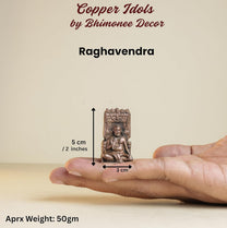 Raghavendra | 2-Inch 50 gm | Handmade Copper Idol with Patina Antique Finish | Mini Guru Raghavendra Swamy Murti for Pooja Ghar,