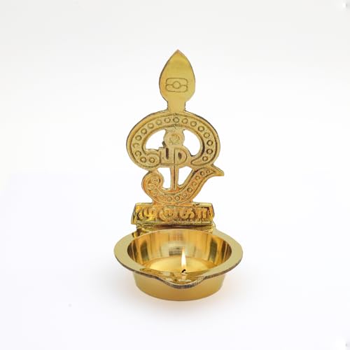 Brass Murugan Vel Pooja Diya | Handcrafted Golden Finish