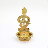 Brass Murugan Vel Pooja Diya | Handcrafted Golden Finish