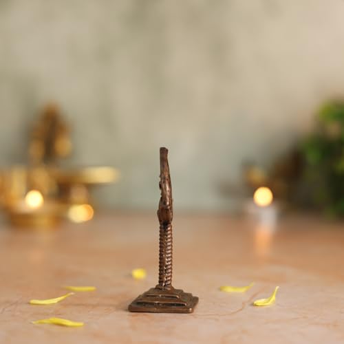 Lord Murugan Vel Idol | Antique Brass Finish Sacred Spear Murti on Stand