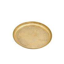 Designer Brass Puja Thali | Premium Gold Polish Pooja Thali with Floral Engraving