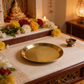 8-Inch Pure Brass Pooja Thali Set with Diyas, kumkum bowls, Aarti stand, Panchpatra with spoon, Karpoor aarti and Bell