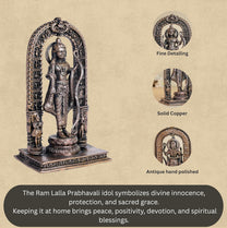Prabavalli Ram Lala | 15 cm | 380gm Handmade Copper Idol | Antique Patina Finish | Lord Ram Murti Statue