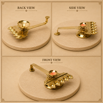 Pure Brass Panch Aarti, Deep, Deepak, Diya for Pooja Purposes, 2.4 Inches, 370gm