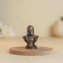 60 gm Shivalinga Nandi Mukha 1.3-Inch | Handmade Copper Idol with Antique Patina Finish | Shiva Lingam with Nandi Face