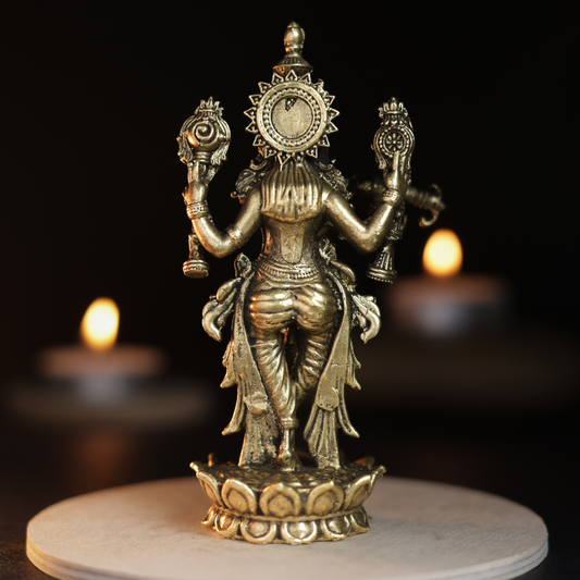 Flower Bottom Krishna Panchloha Idol | Size 10 × 3 cm | Approx 170 gm | Handcrafted Lord Krishna Statue for Home Temple and Pooja