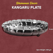 Etching Halwa Plate for Pooja & Serving | Silver Finish Decorative Sweet Prasad Plate | Traditional Temple Home Mandir Festive Use | Size 22.6 cm Diameter