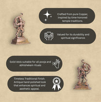 Side Hanuman | 2-Inch 30gm Handmade Copper Idol | Mini Hanuman Murti for Pooja | Home Temple & Car Dashboard Decor