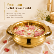 Pure Brass Urli Bowl | Solid Plain Design | 6.25" Decorative Urli (500 ML) for Home & Pooja Décor | Traditional Uruli for Floral & Festive Decoration