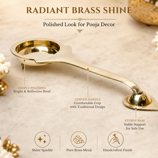 Pure Brass Aarti, Deep, Deepak, Diya for Pooja Purposes, 1 Inches, 140gm