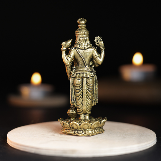 Vishnu Panchloha Idol | Size 8 cm | Approx 100 Gram | Handmade Traditional Hindu Religious Statue for Home Temple and Pooja