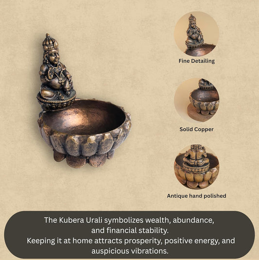 Kuber Urli 160gm | 2.7-Inch Handmade Copper Idol | Patina Antique Finish | Kuber Urli for Pooja Ghar