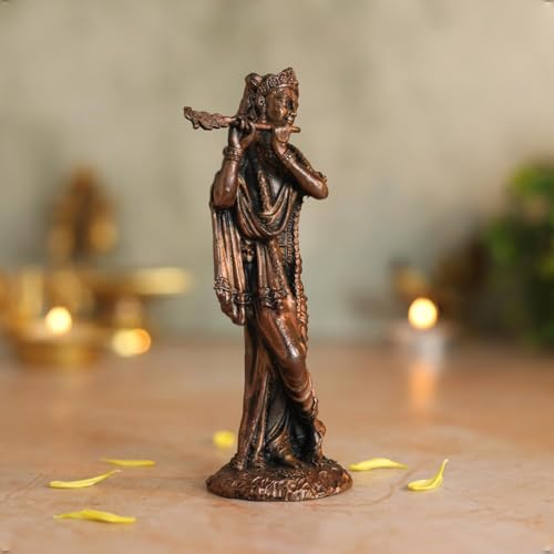 Copper Idol Lord Krishna Statue | Brass Finish