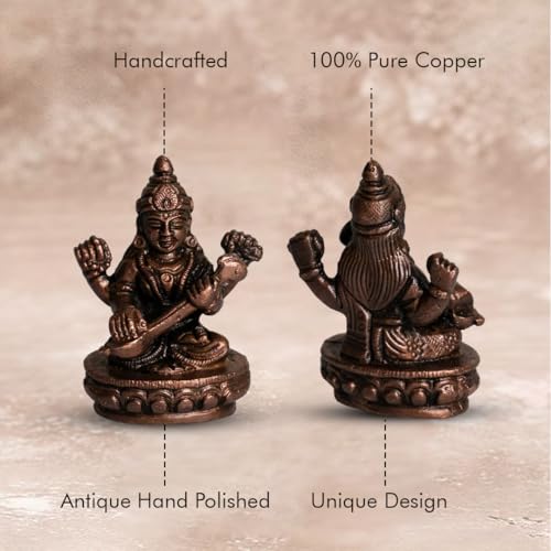 Saraswati Idol 190gm, Pure Copper