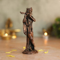Lord Krishna Statue | Brass Finish Murti of Krishna Playing Flute