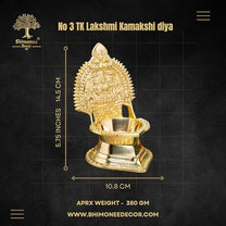 Gaja Lakshmi Kamakshi Brass Diya for Pooja | 5.75 Inch, 380g