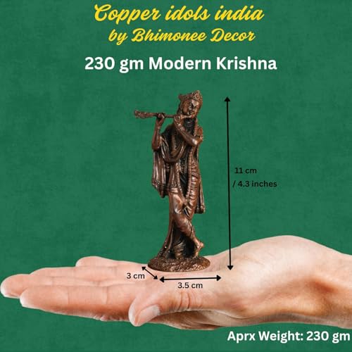 Copper Idol Lord Krishna Statue | Brass Finish