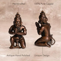 Leg Down Hanuman Idol in Pure Copper, 330gm