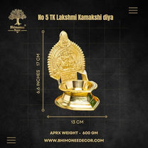 Gaja Lakshmi Kamakshi Brass Diya for Pooja | 6.6 Inch, 600g