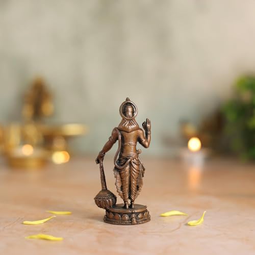 Copper Idol Lord Hanuman Idol with Gada | Antique Brass Finish