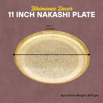 Engraved Brass Puja Thali | Designer Floral Carving Gold Polish Thali for Aarti