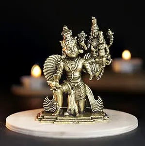 180 gm Lakshmi Narayan on Garuda panchloha | Size 8 × 6 × 5 cm | Handcrafted Traditional Hindu God Statue