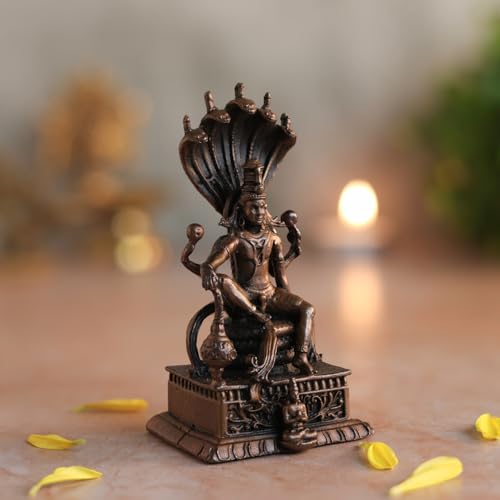 Nataraja Shiva Statue | Brass Finish Mahadev Idol Sitting on Snake with Sheshnaag