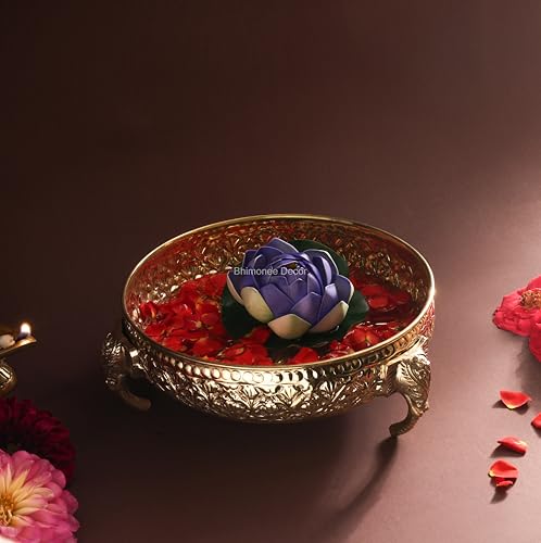 Carving Elephant Plate 8"inch | 620 gm Decorative Brass Plate & Bowl