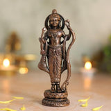 Copper Idol Lord Rama Idol with Bow & Arrow | Antique Brass Finish